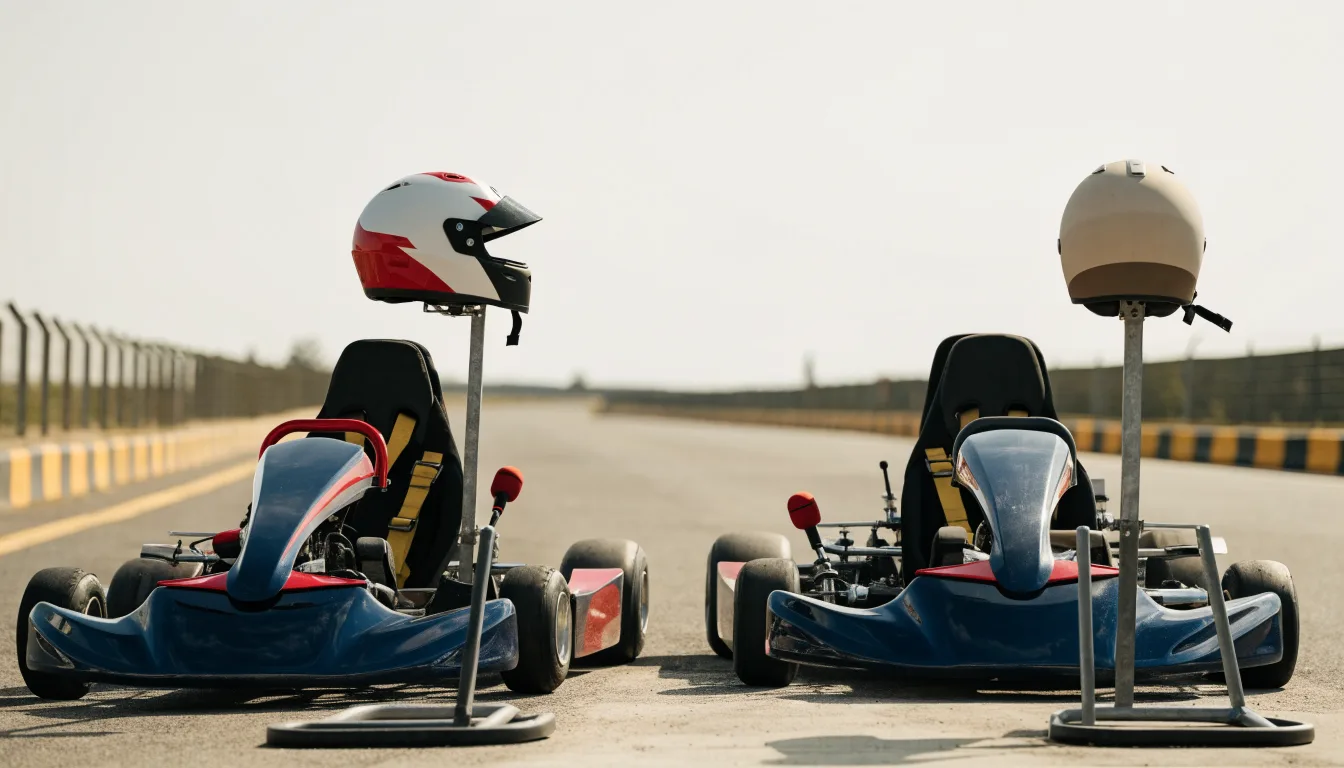 Gokart jednoosobowy i tandem przygotowane do przejazdu