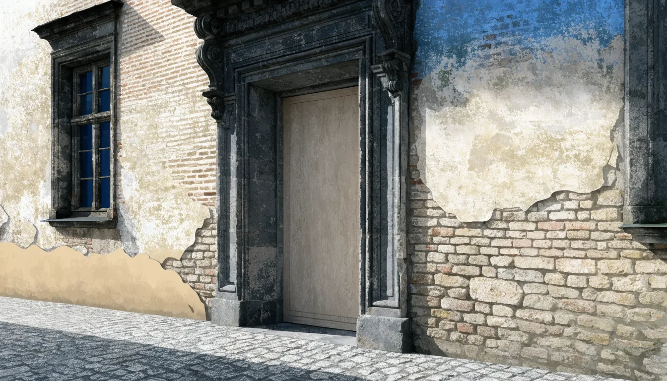 Kamienny portal w ilustracyjnej fasadzie krakowskiej kamienicy